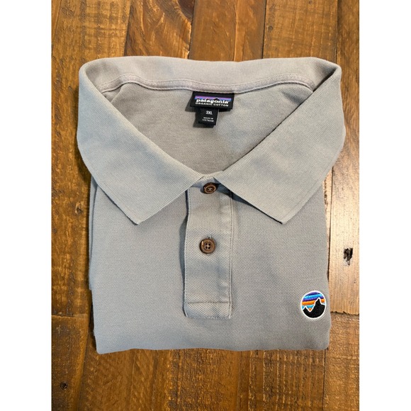 Patagonia Other - Patagonia Mens 3XL Organic Cotton Short Sleeve Polo Shirt Grey Fitz Roy Logo